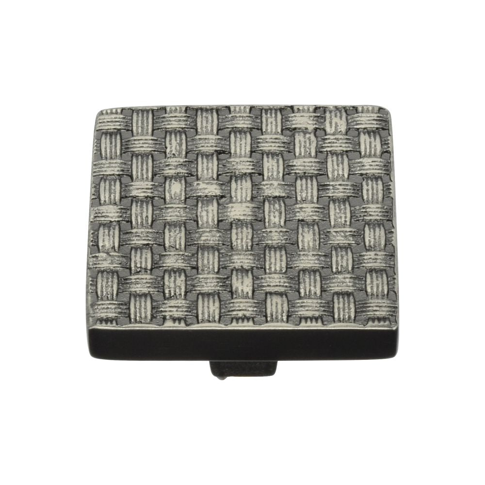 This is an image of a Heritage Brass - Cabinet Knob Square Weave Design 38mm Aged Nickel Finish, c3631-38-an that is available to order from T.H Wiggans Ironmongery in Kendal.