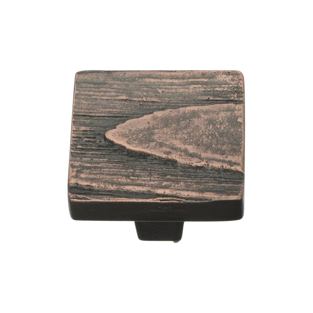 This is an image of a Heritage Brass - Cabinet Knob Square Pine Design 32mm Aged Copper Finish, c3664-32-ac that is available to order from T.H Wiggans Ironmongery in Kendal.
