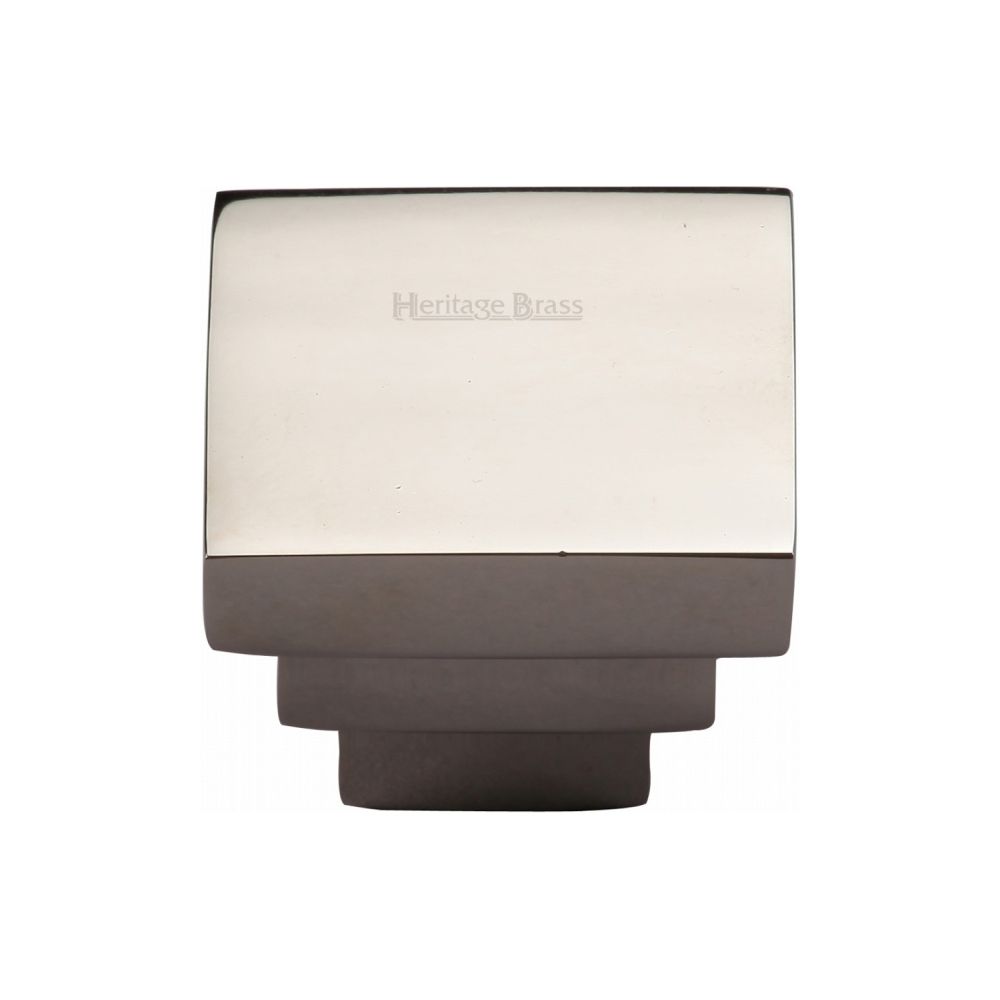 This is an image of a Heritage Brass - Cabinet Knob Square Stepped Design 32mm Polished Nickel Finish, c3672-32-pnf that is available to order from T.H Wiggans Ironmongery in Kendal.