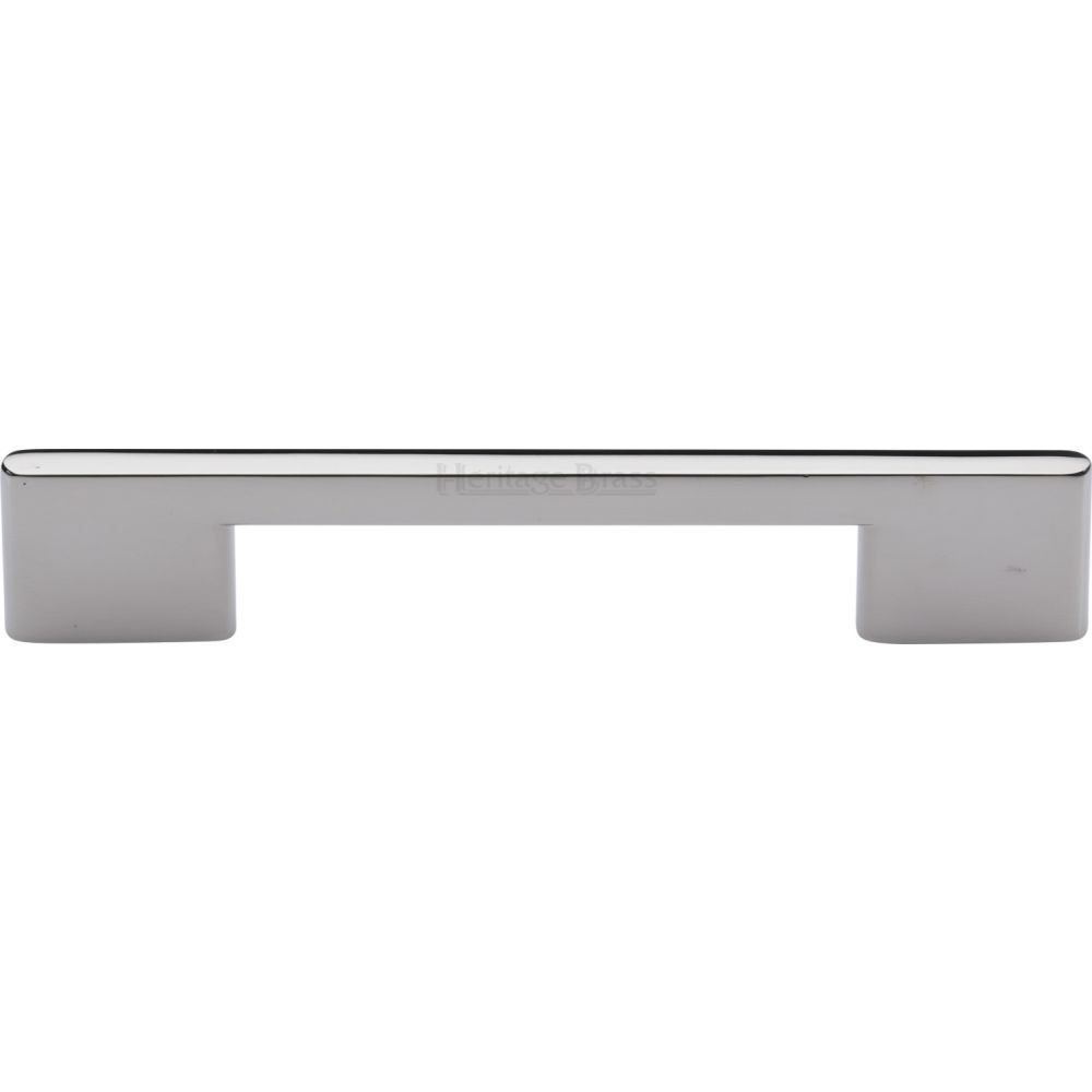This is an image of a Heritage Brass - Cabinet Pull Slim Metro Design 128mm CTC Polished Nickel Finish, c3681-128-pnf that is available to order from T.H Wiggans Ironmongery in Kendal.