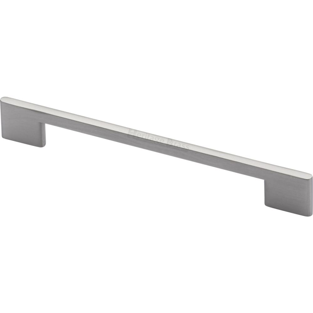 This is an image of a Heritage Brass - Cabinet Pull Slim Metro Design 192mm CTC Satin Nickel Finish, c3681-192-sn that is available to order from T.H Wiggans Ironmongery in Kendal.