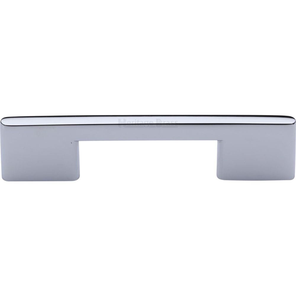 This is an image of a Heritage Brass - Cabinet Pull Slim Metro Design 96mm CTC Polished Chrome Finish, c3681-96-pc that is available to order from T.H Wiggans Ironmongery in Kendal.