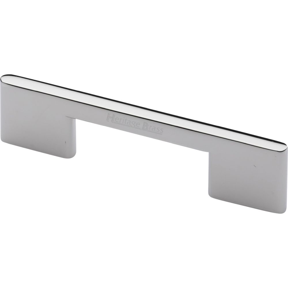 This is an image of a Heritage Brass - Cabinet Pull Slim Metro Design 96mm CTC Polished Nickel Finish, c3681-96-pnf that is available to order from T.H Wiggans Ironmongery in Kendal.