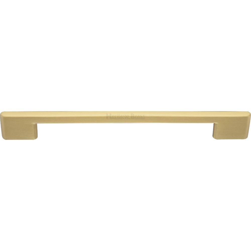 This is an image of a Heritage Brass - Cabinet Pull Slim Metro Design 192mm CTC Satin Brass Finish, c3681-192-sb that is available to order from T.H Wiggans Ironmongery in Kendal.