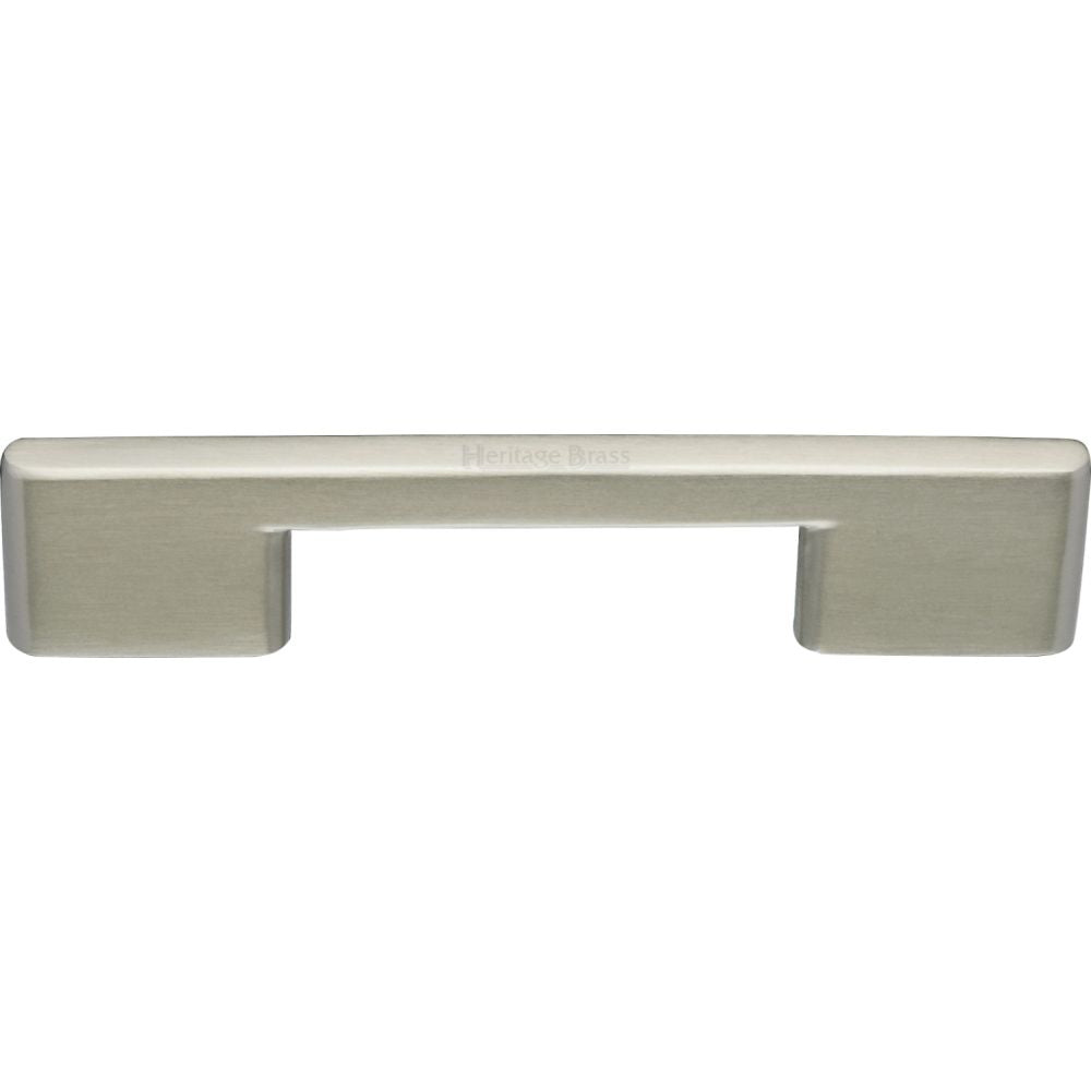 This is an image of a Heritage Brass - Cabinet Pull Slim Metro Design 96mm CTC Satin Nickel Finish, c3681-96-sn that is available to order from T.H Wiggans Ironmongery in Kendal.