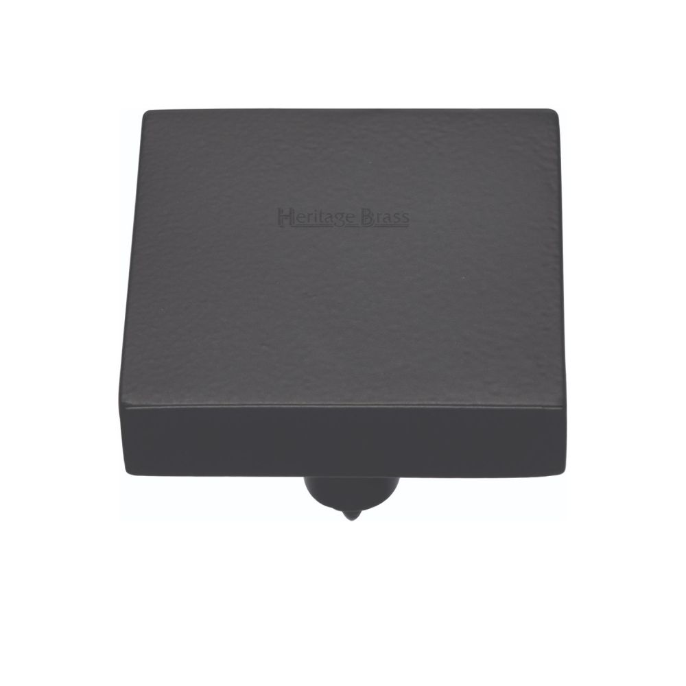 This is an image of a Heritage Brass - Cabinet Knob Square Design 38mm Matt Black Finish, c3685-38-bkmt that is available to order from T.H Wiggans Ironmongery in Kendal.
