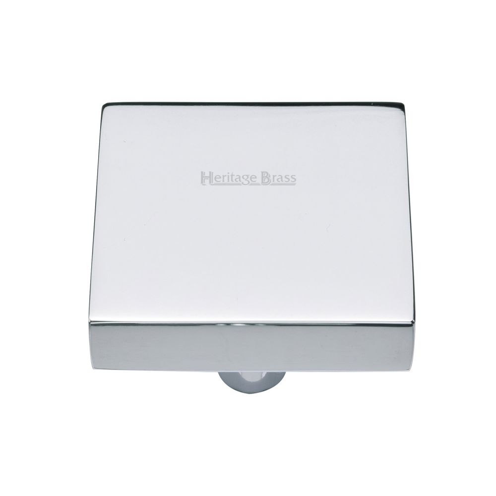 This is an image of a Heritage Brass - Cabinet Knob Square Design 38mm Polished Chrome Finish, c3685-38-pc that is available to order from T.H Wiggans Ironmongery in Kendal.