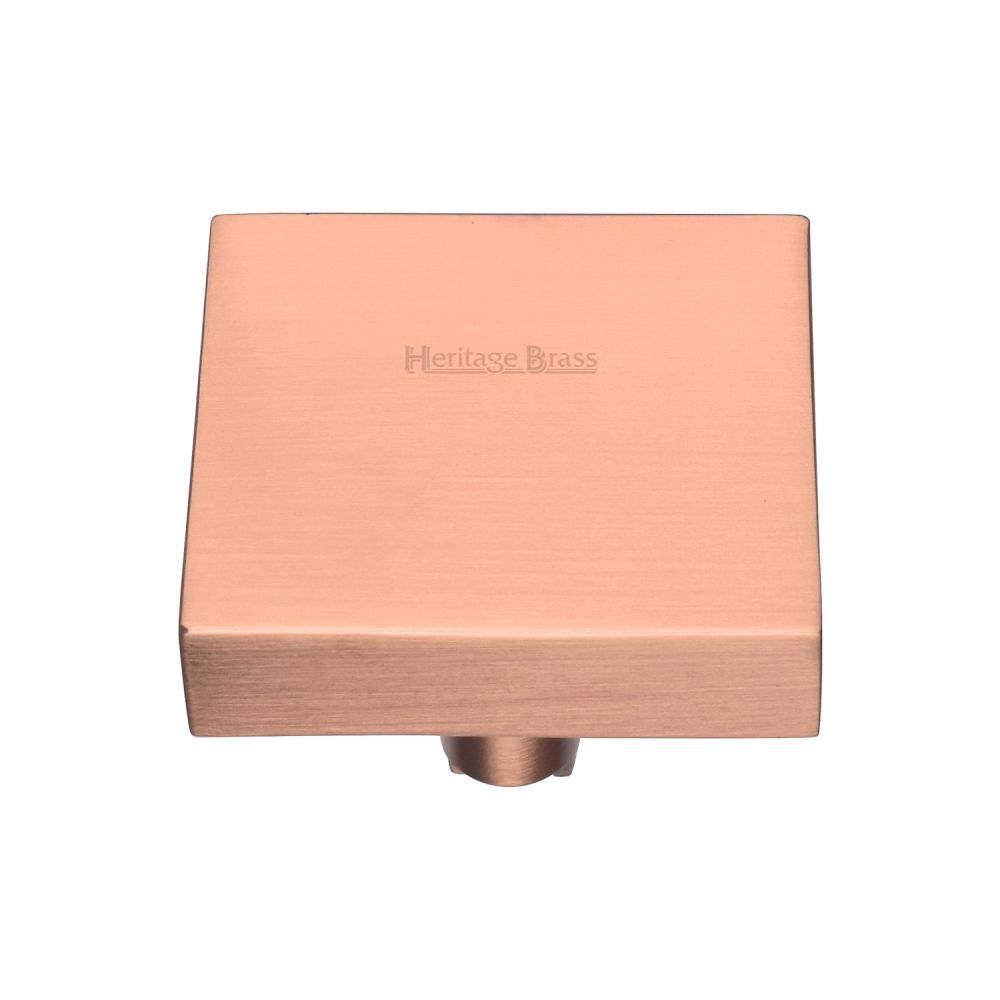 This is an image of a Heritage Brass - Cabinet Knob Square Design 38mm Satin Rose Gold Finish, c3685-38-srg that is available to order from T.H Wiggans Ironmongery in Kendal.