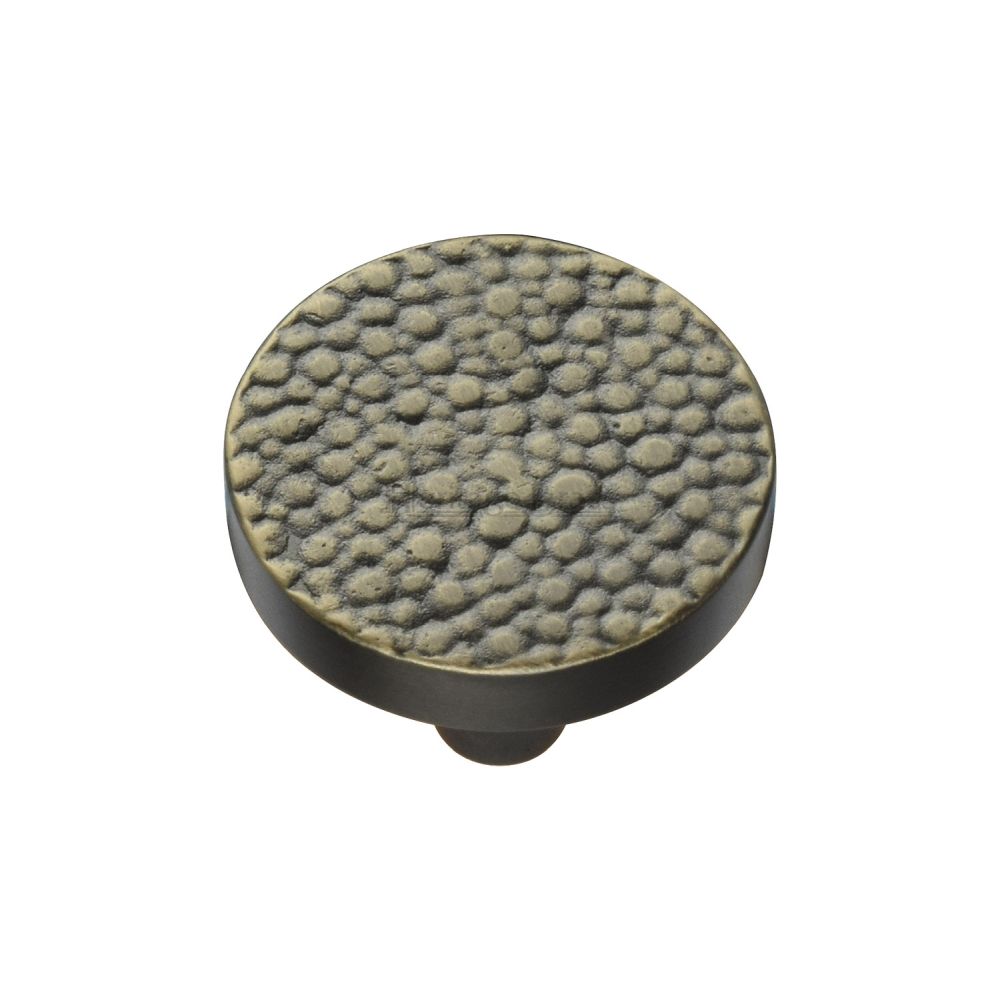 This is an image of a Heritage Brass - Cabinet Knob Round Stingray Design 32mm Aged Brass Finish, c3686-32-ab that is available to order from T.H Wiggans Ironmongery in Kendal.