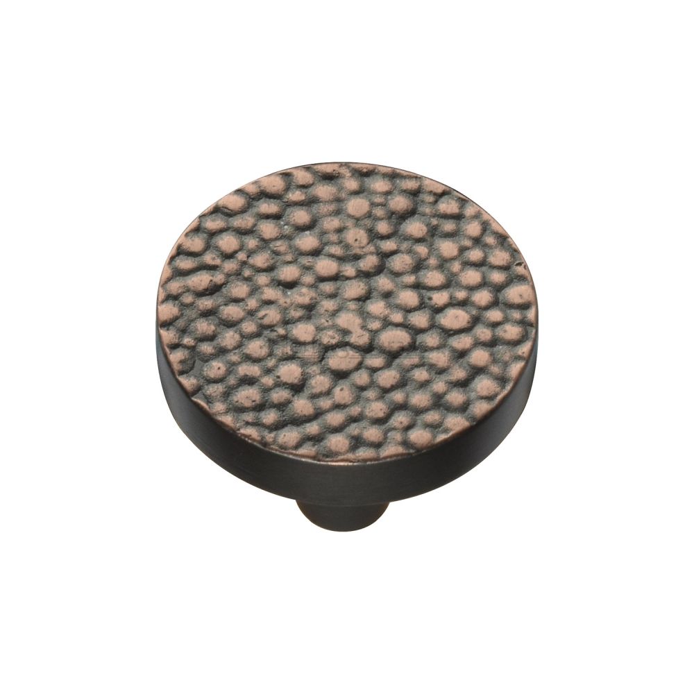 This is an image of a Heritage Brass - Cabinet Knob Round Stingray Design 32mm Aged Copper Finish, c3686-32-ac that is available to order from T.H Wiggans Ironmongery in Kendal.