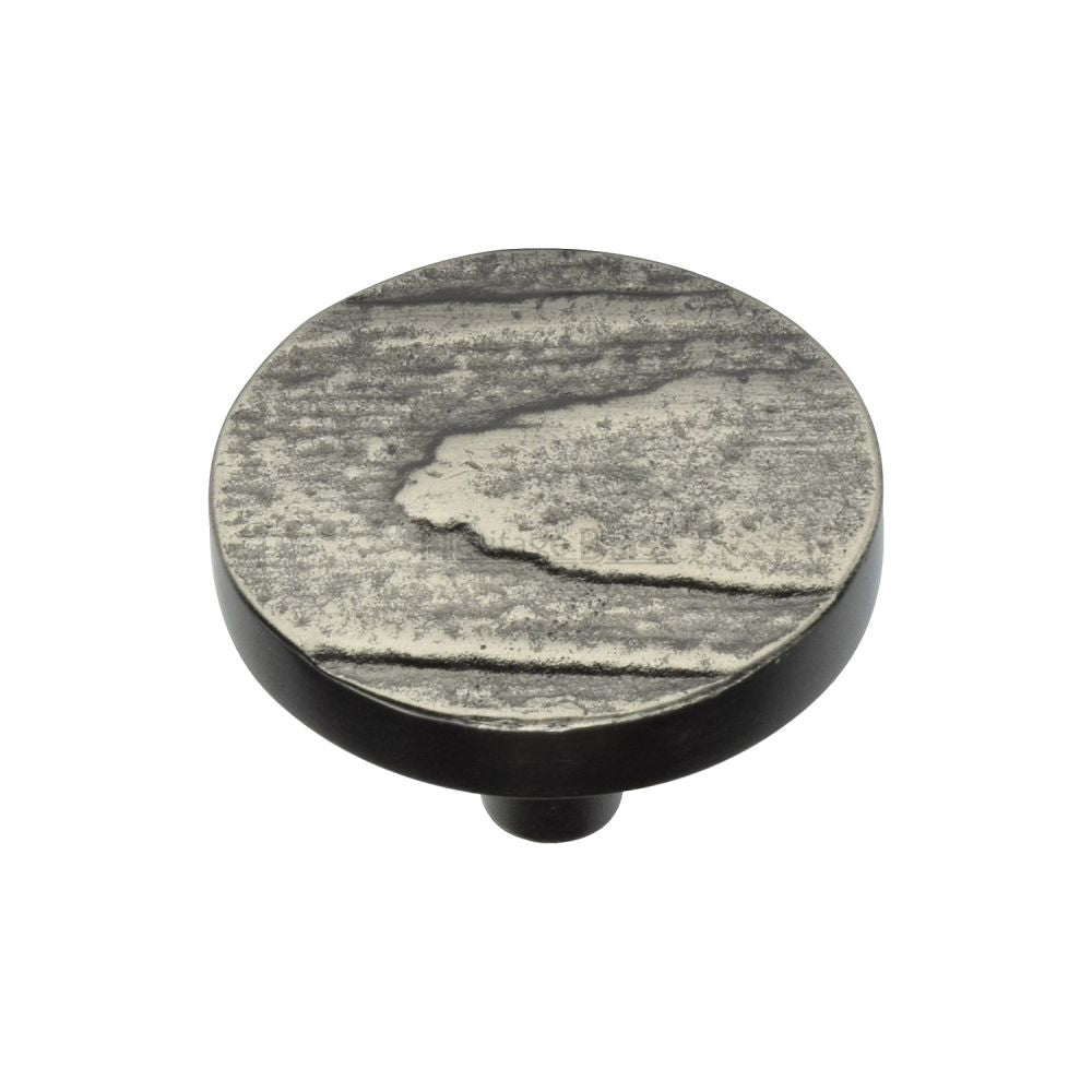 This is an image of a Heritage Brass - Cabinet Knob Round Pine Design 38mm Aged Nickel Finish, c3697-38-an that is available to order from T.H Wiggans Ironmongery in Kendal.