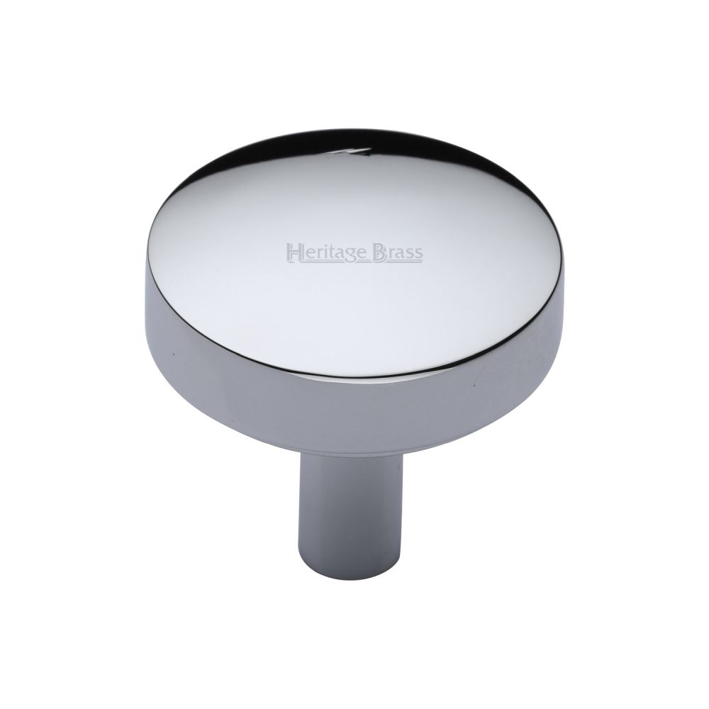 This is an image of a Heritage Brass - Cabinet Knob Domed Disc Design 32mm Polished Chrome Finish, c3875-32-pc that is available to order from T.H Wiggans Ironmongery in Kendal.