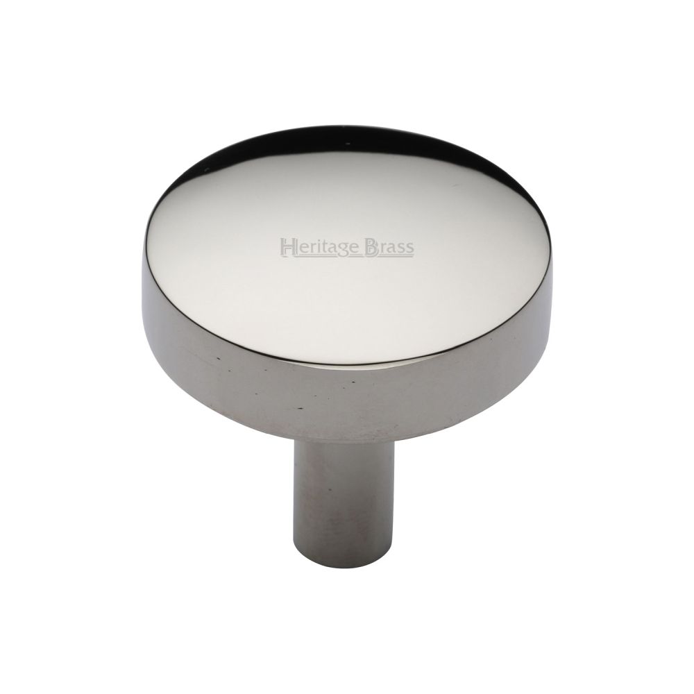 This is an image of a Heritage Brass - Cabinet Knob Domed Disc Design 32mm Polished Nickel Finish, c3875-32-pnf that is available to order from T.H Wiggans Ironmongery in Kendal.