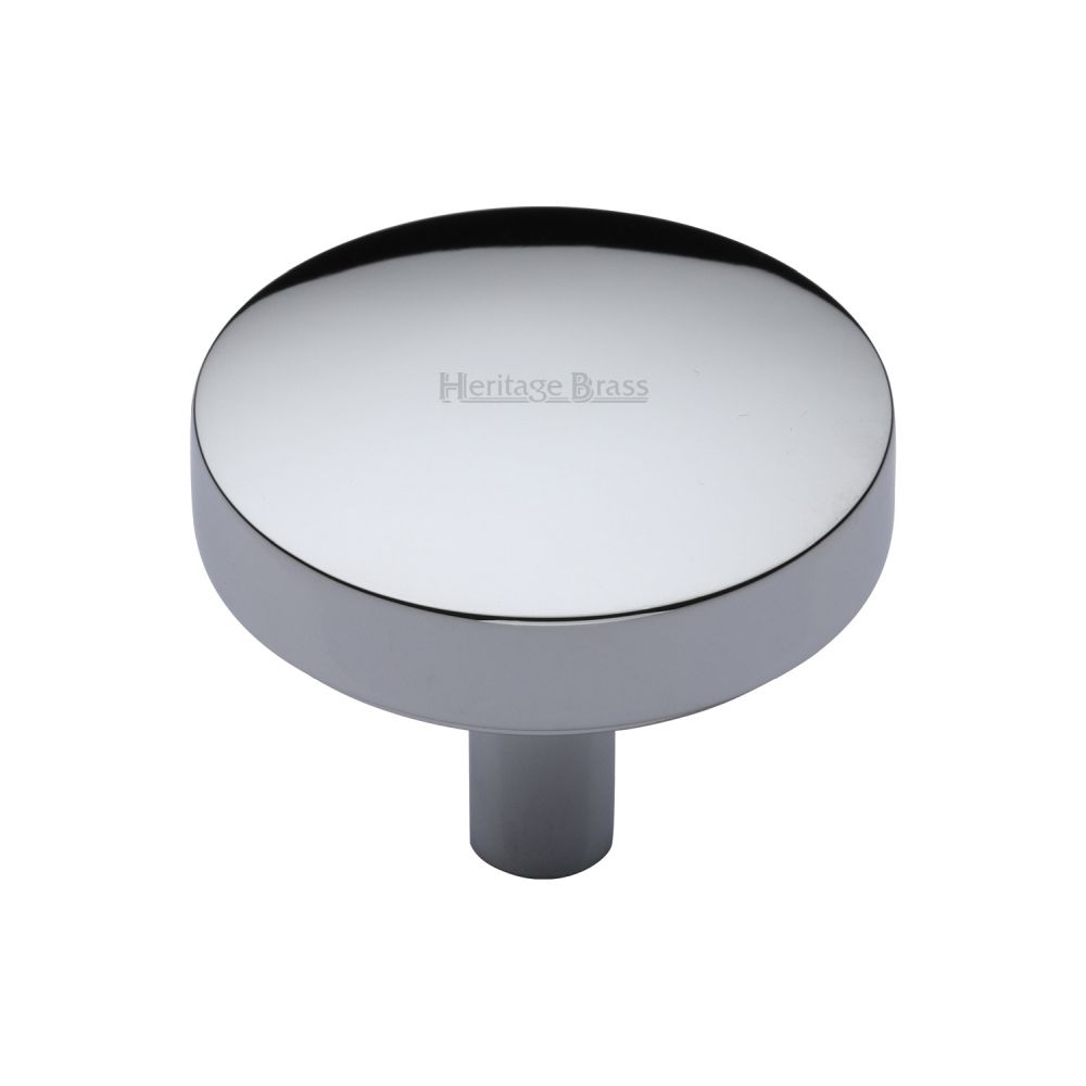 This is an image of a Heritage Brass - Cabinet Knob Domed Disc Design 38mm Polished Chrome Finish, c3875-38-pc that is available to order from T.H Wiggans Ironmongery in Kendal.