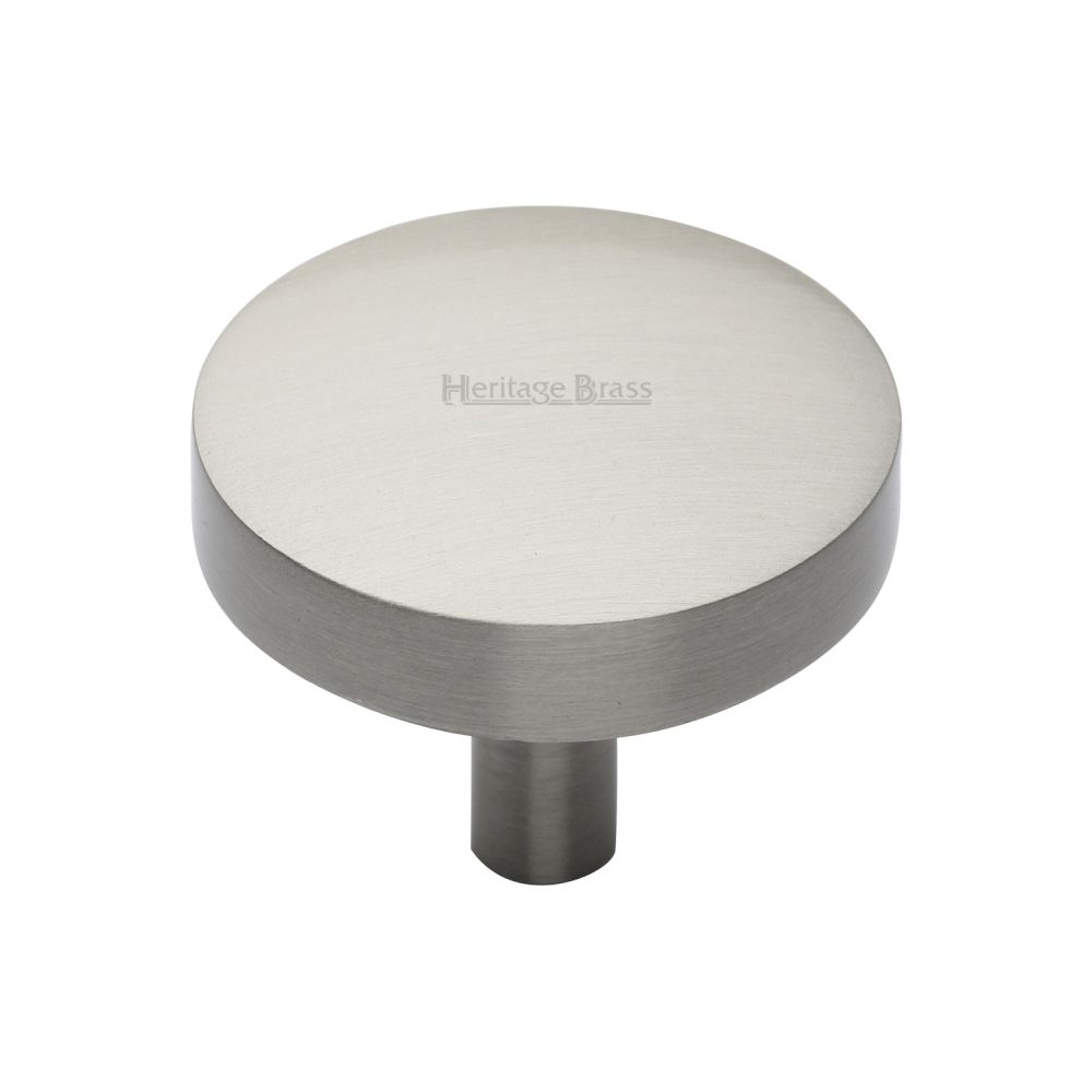 This is an image of a Heritage Brass - Cabinet Knob Domed Disc Design 38mm Satin Nickel Finish, c3875-38-sn that is available to order from T.H Wiggans Ironmongery in Kendal.