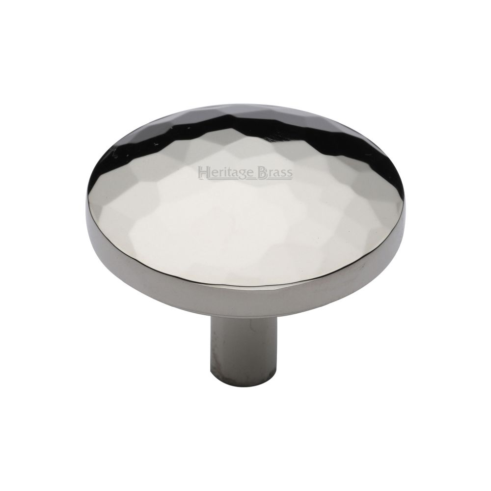 This is an image of a Heritage Brass - Cabinet Knob Round Hammered Design 38mm Polished Nickel Finish, c3877-38-pnf that is available to order from T.H Wiggans Ironmongery in Kendal.