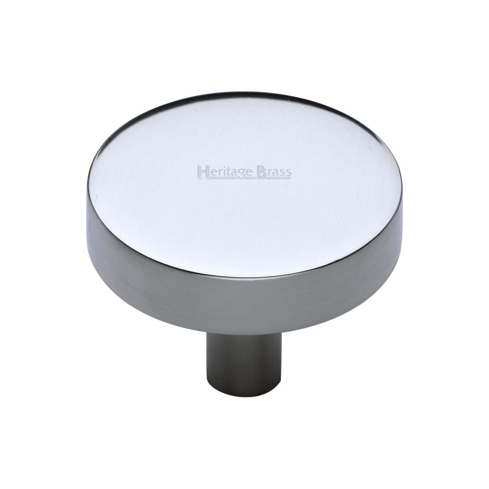 This is an image of a Heritage Brass - Cabinet Knob Disc Design 32mm Polished Chrome Finish, c3880-32-pc that is available to order from T.H Wiggans Ironmongery in Kendal.