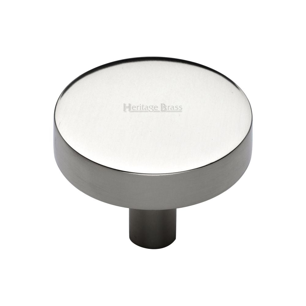 This is an image of a Heritage Brass - Cabinet Knob Disc Design 38mm Polished Nickel Finish, c3880-38-pnf that is available to order from T.H Wiggans Ironmongery in Kendal.