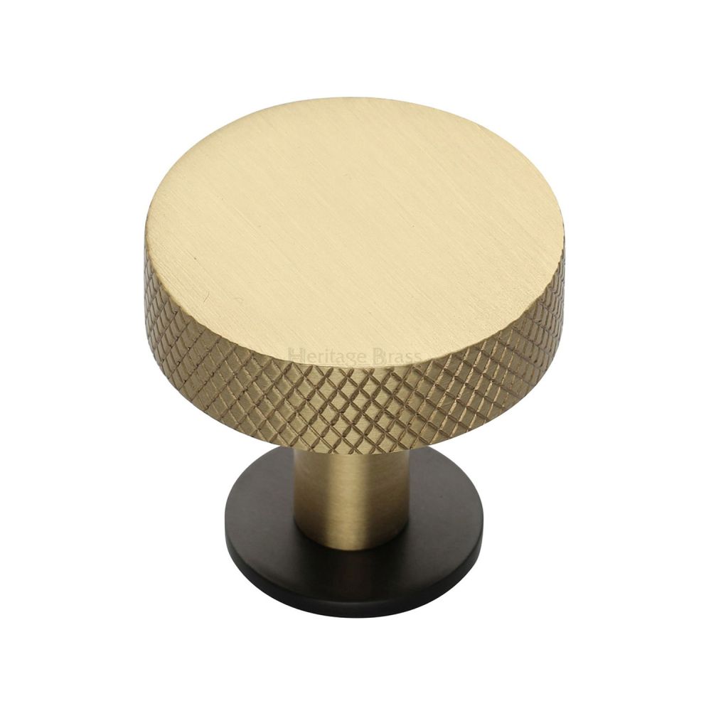 This is an image of a Heritage Brass - Cabinet Knob Disc Knurled Design with Rose 32mm Matt Bronze/Sat, c3882-32-bsb that is available to order from T.H Wiggans Ironmongery in Kendal.