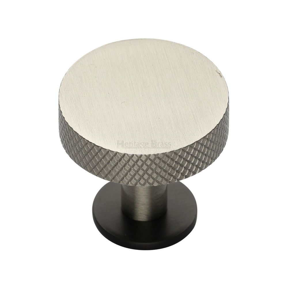 This is an image of a Heritage Brass - Cabinet Knob Disc Knurled Design with Rose 32mm Matt Bronze/Sat, c3882-32-bsn that is available to order from T.H Wiggans Ironmongery in Kendal.