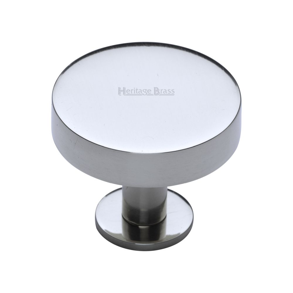 This is an image of a Heritage Brass - Cabinet Knob Disc Design with Rose 38mm Polished Chrome Finish, c3885-38-pc that is available to order from T.H Wiggans Ironmongery in Kendal.