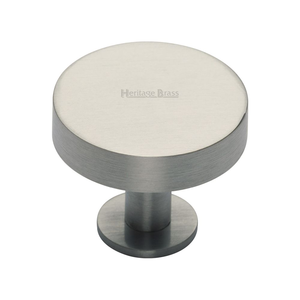 This is an image of a Heritage Brass - Cabinet Knob Disc Design with Rose 38mm Satin Nickel Finish, c3885-38-sn that is available to order from T.H Wiggans Ironmongery in Kendal.
