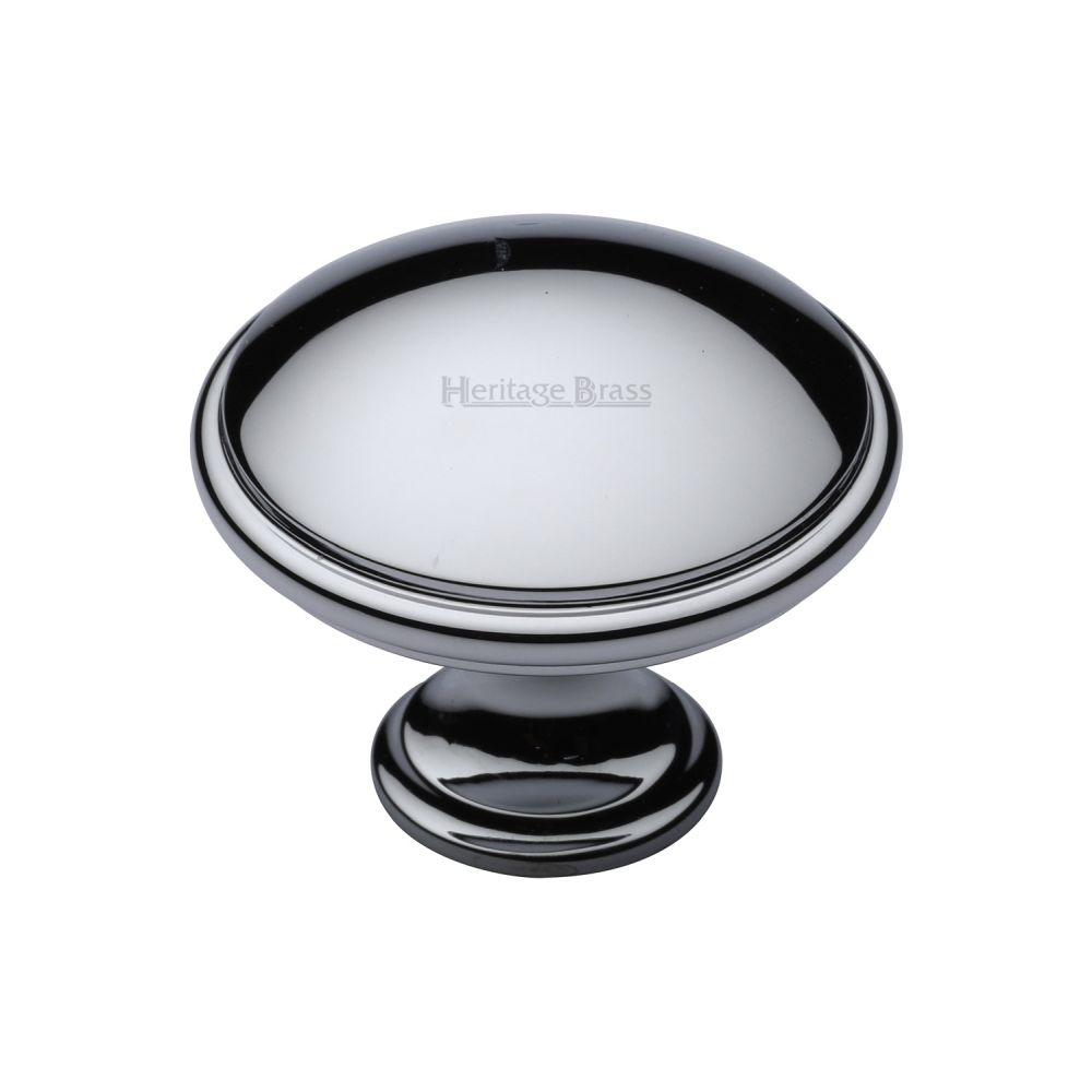 This is an image of a Heritage Brass - Cabinet Knob Domed Design 38mm Polished Chrome Finish, c3950-38-pc that is available to order from T.H Wiggans Ironmongery in Kendal.