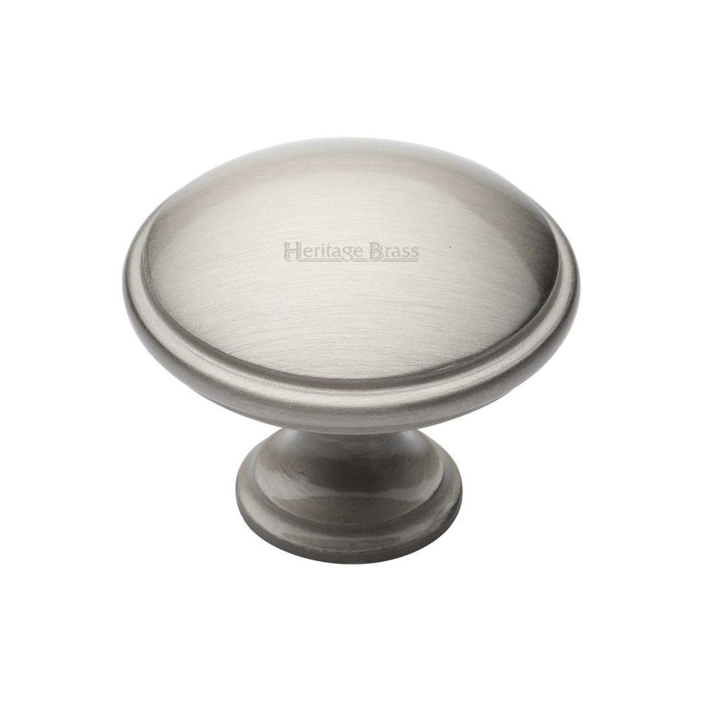 This is an image of a Heritage Brass - Cabinet Knob Domed Design 38mm Satin Nickel Finish, c3950-38-sn that is available to order from T.H Wiggans Ironmongery in Kendal.