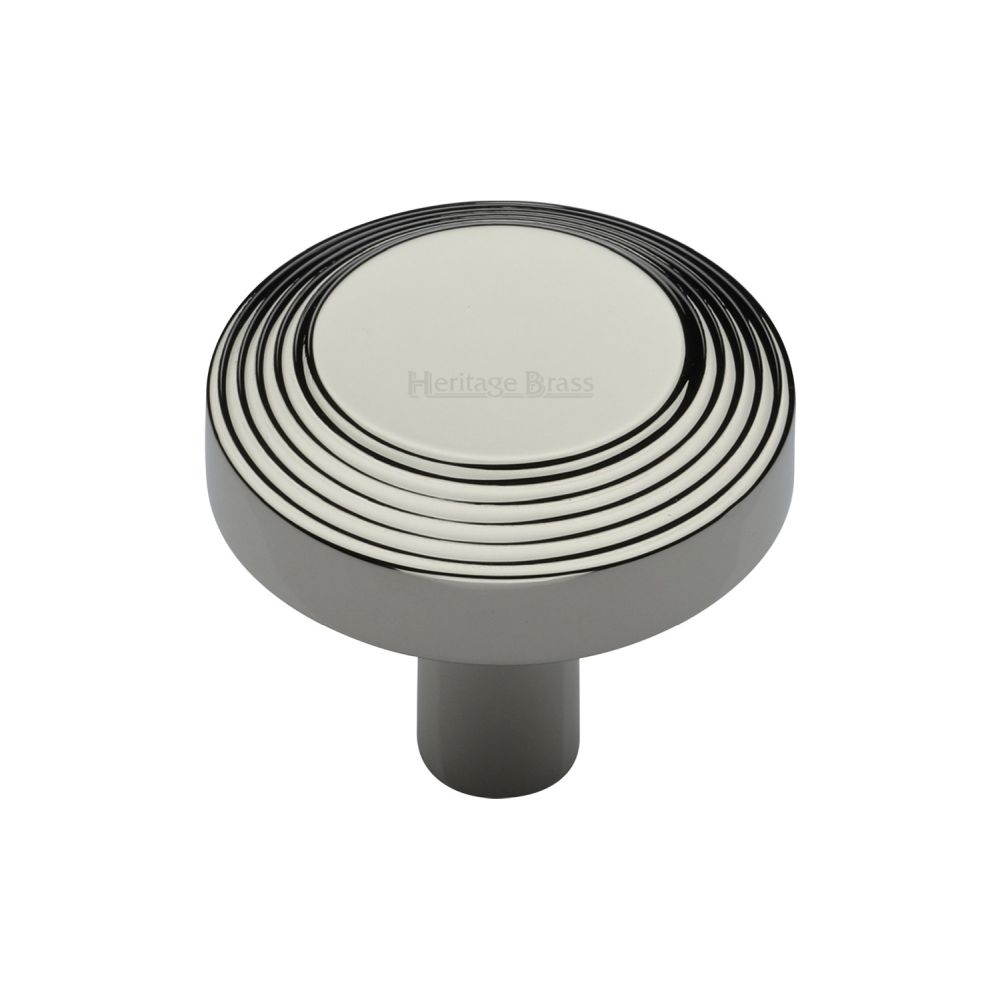 This is an image of a Heritage Brass - Cabinet Knob Ridge Design 32mm Polished Nickel Finish, c3956-32-pnf that is available to order from T.H Wiggans Ironmongery in Kendal.