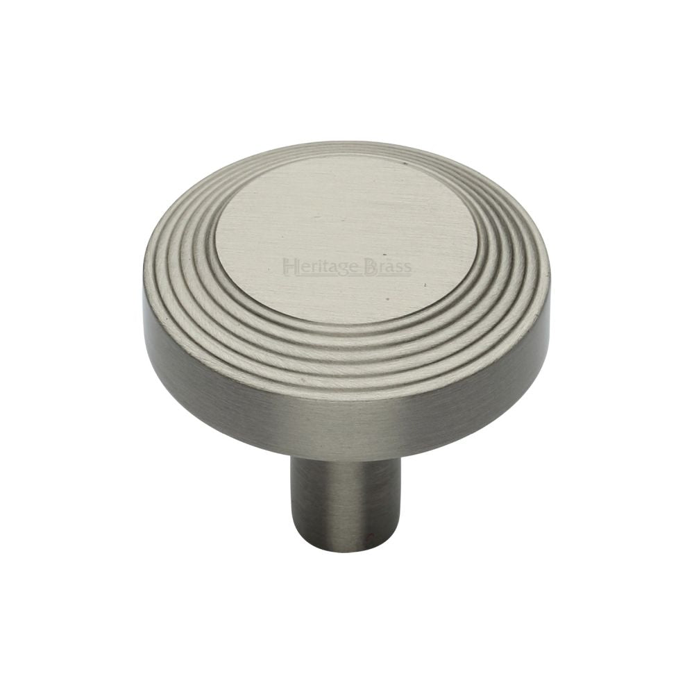 This is an image of a Heritage Brass - Cabinet Knob Ridge Design 32mm Satin Nickel Finish, c3956-32-sn that is available to order from T.H Wiggans Ironmongery in Kendal.