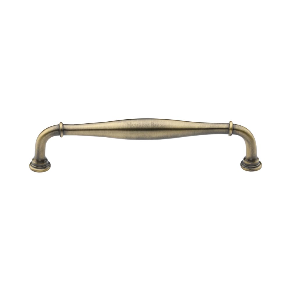 This is an image of a Heritage Brass - Cabinet Pull Henley Traditional Design 152mm CTC Antique Brass Fin, c3960-152-at that is available to order from T.H Wiggans Ironmongery in Kendal.