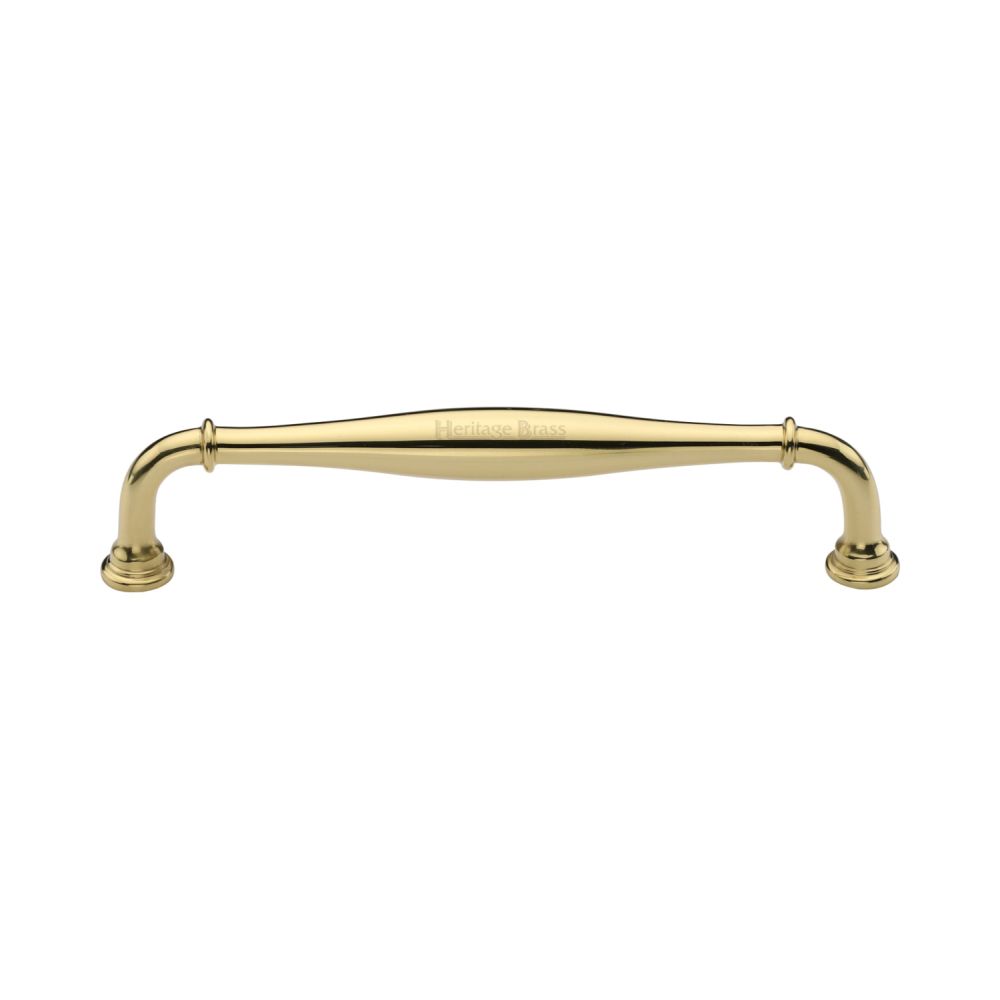 This is an image of a Heritage Brass - Cabinet Pull Henley Traditional Design 152mm CTC Polished Brass Fin, c3960-152-pb that is available to order from T.H Wiggans Ironmongery in Kendal.