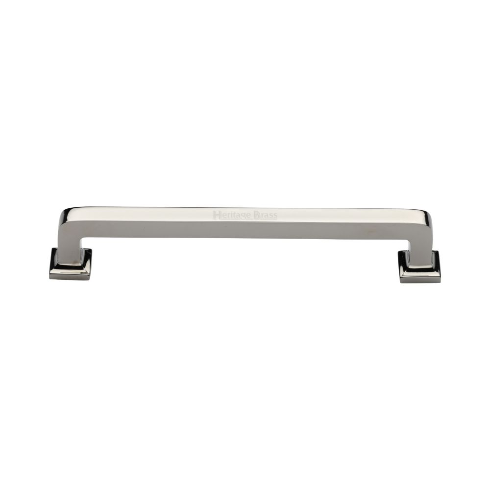 This is an image of a Heritage Brass - Cabinet Pull Square Vintage Design 152mm CTC Polished Nickel Finish, c3964-152-pnf that is available to order from T.H Wiggans Ironmongery in Kendal.