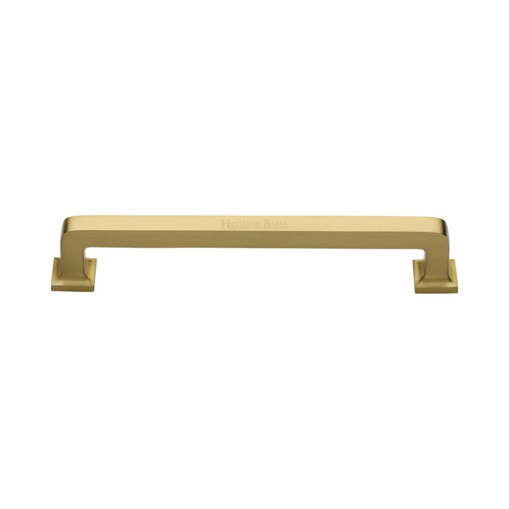 This is an image of a Heritage Brass - Cabinet Pull Square Vintage Design 152mm CTC Satin Brass Finish, c3964-152-sb that is available to order from T.H Wiggans Ironmongery in Kendal.