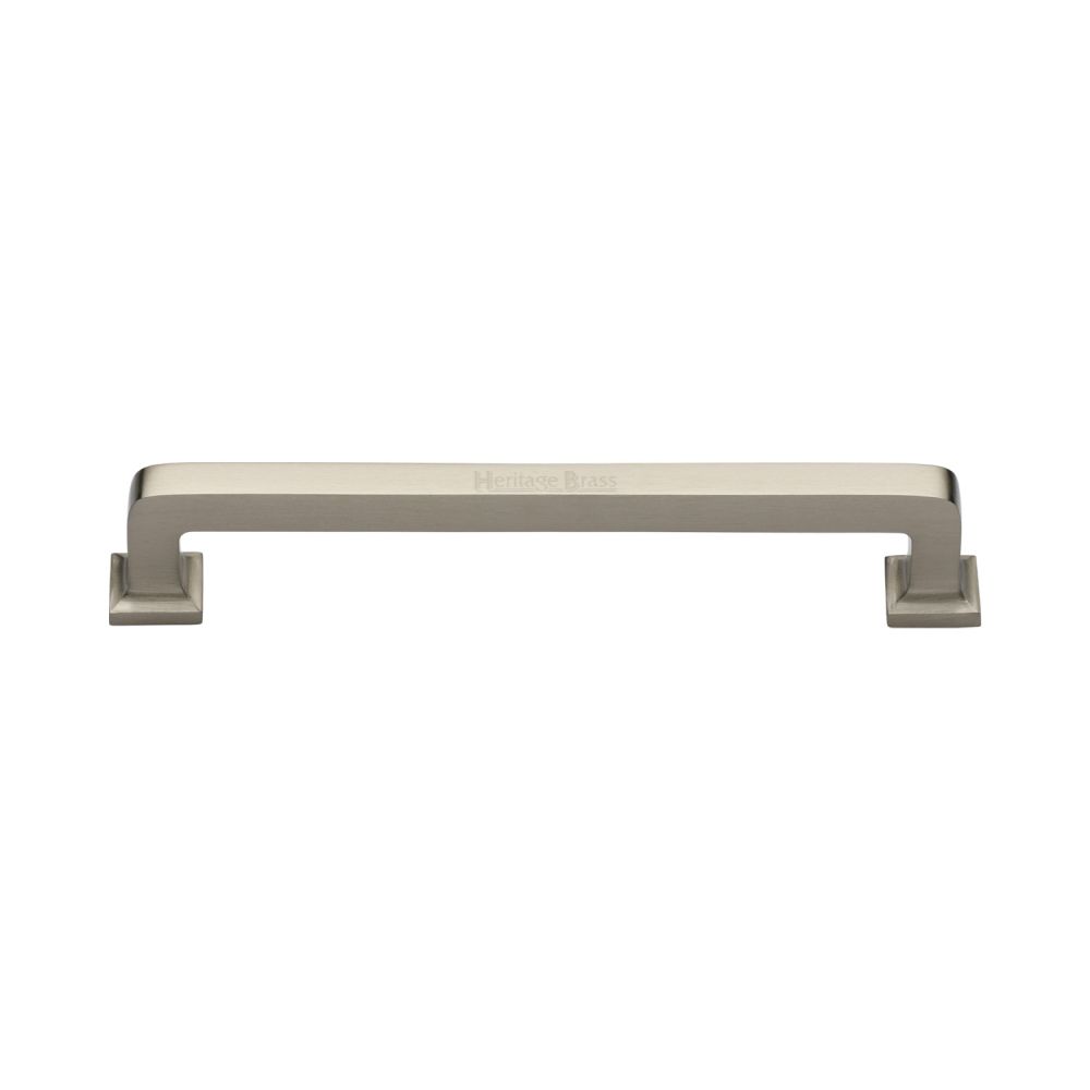 This is an image of a Heritage Brass - Cabinet Pull Square Vintage Design 152mm CTC Satin Nickel Finish, c3964-152-sn that is available to order from T.H Wiggans Ironmongery in Kendal.