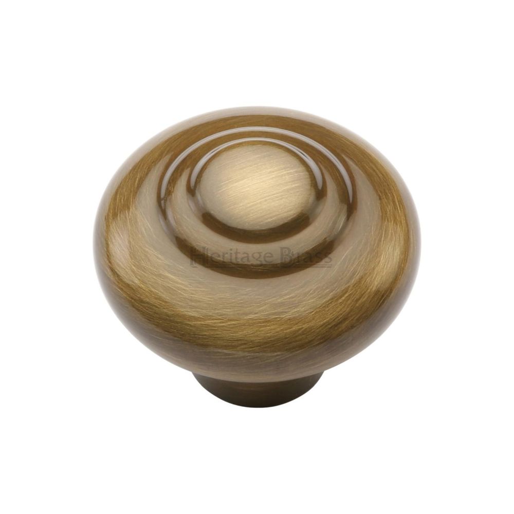 This is an image of a Heritage Brass - Cabinet Knob Round Bead Design 32mm Antique Brass Finish, c3985-32-at that is available to order from T.H Wiggans Ironmongery in Kendal.