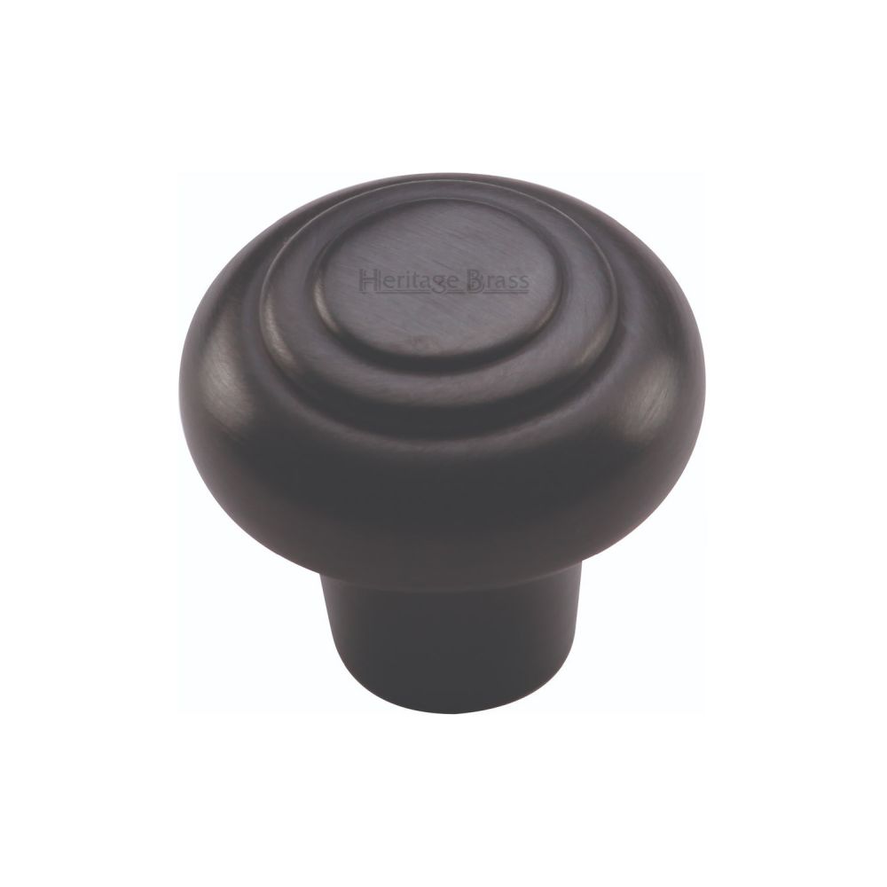 This is an image of a Heritage Brass - Cabinet Knob Round Bead Design 32mm Matt Black Finish, c3985-32-bkmt that is available to order from T.H Wiggans Ironmongery in Kendal.