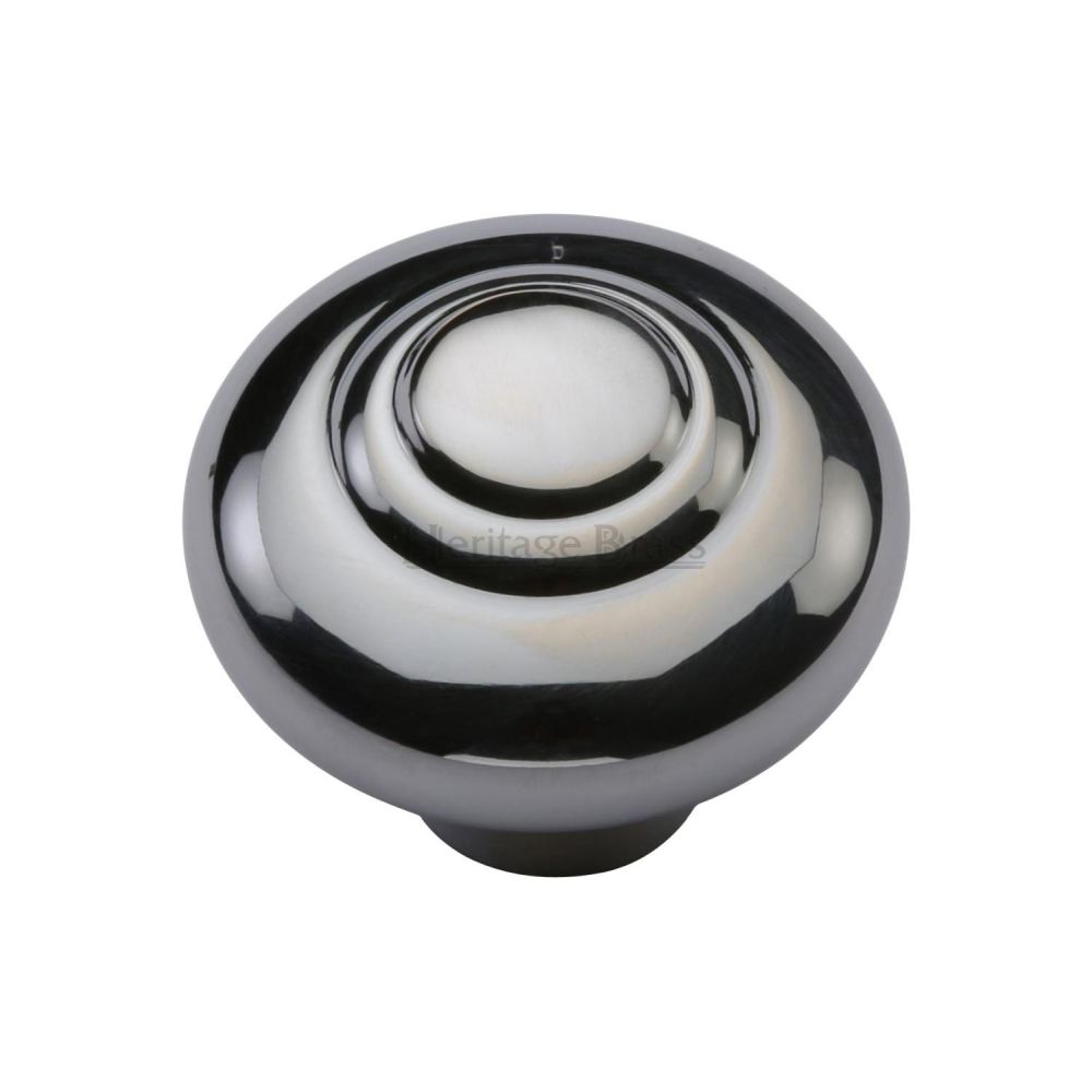This is an image of a Heritage Brass - Cabinet Knob Round Bead Design 38mm Polished Chrome Finish, c3985-38-pc that is available to order from T.H Wiggans Ironmongery in Kendal.