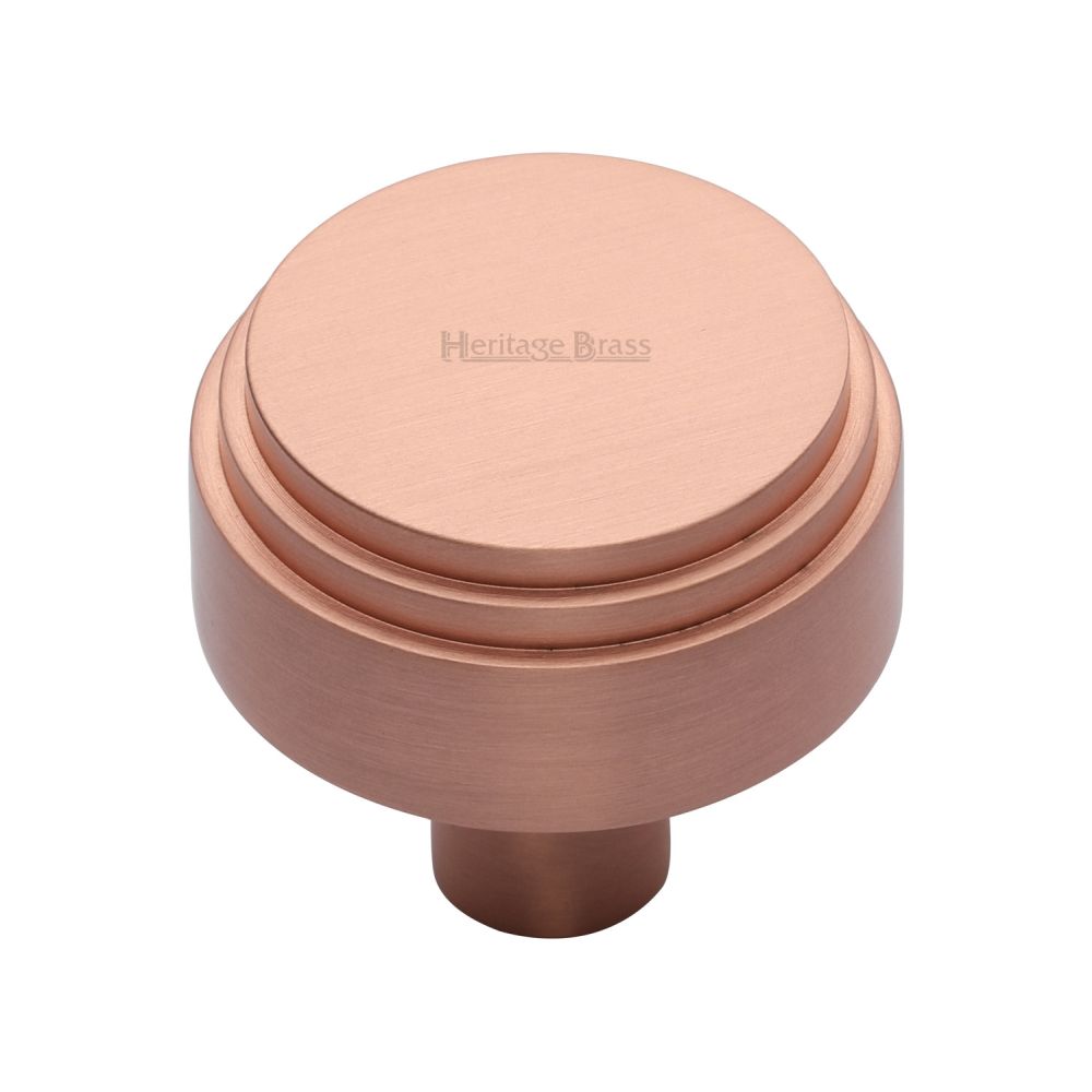 This is an image of a Heritage Brass - Cabinet Knob Round Deco Design 32mm Satin Rose Gold Finish, c3987-32-srg that is available to order from T.H Wiggans Ironmongery in Kendal.