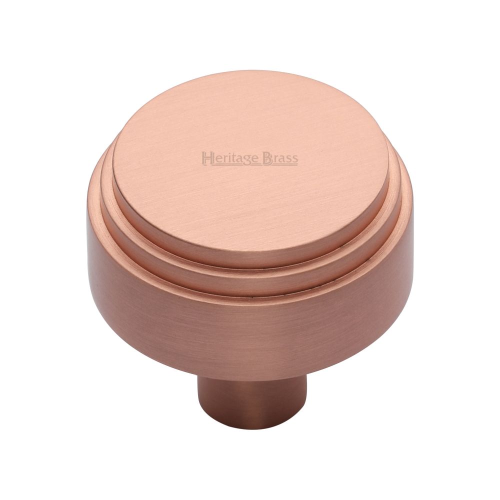 This is an image of a Heritage Brass - Cabinet Knob Round Deco Design 38mm Satin Rose Gold Finish, c3987-38-srg that is available to order from T.H Wiggans Ironmongery in Kendal.