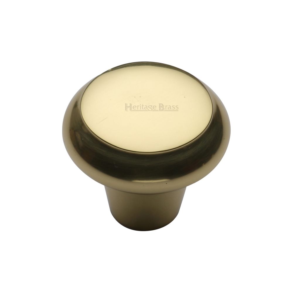 This is an image of a Heritage Brass - Cabinet Knob Round Edge Design 38mm Polished Brass Finish, c3990-38-pb that is available to order from T.H Wiggans Ironmongery in Kendal.