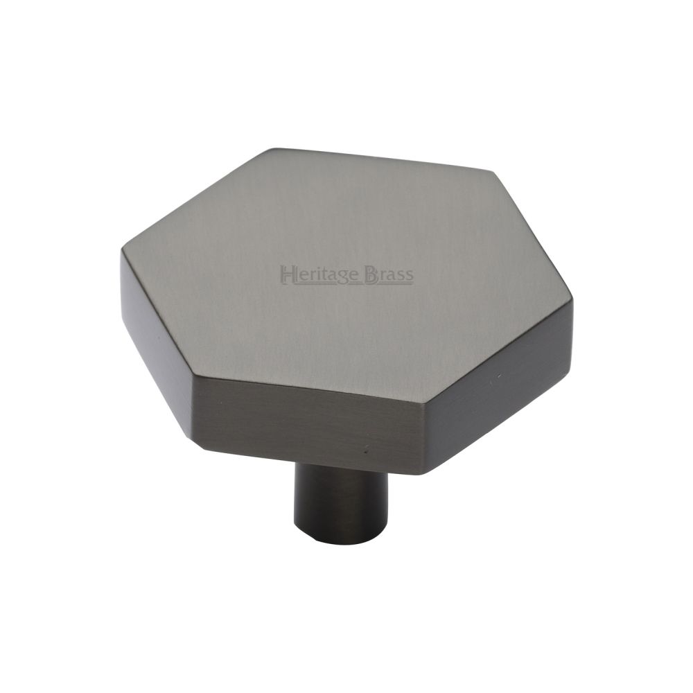 This is an image of a Heritage Brass - Cabinet Knob Hexagon Design 38mm Matt Bronze Finish, c4344-38-mb that is available to order from T.H Wiggans Ironmongery in Kendal.