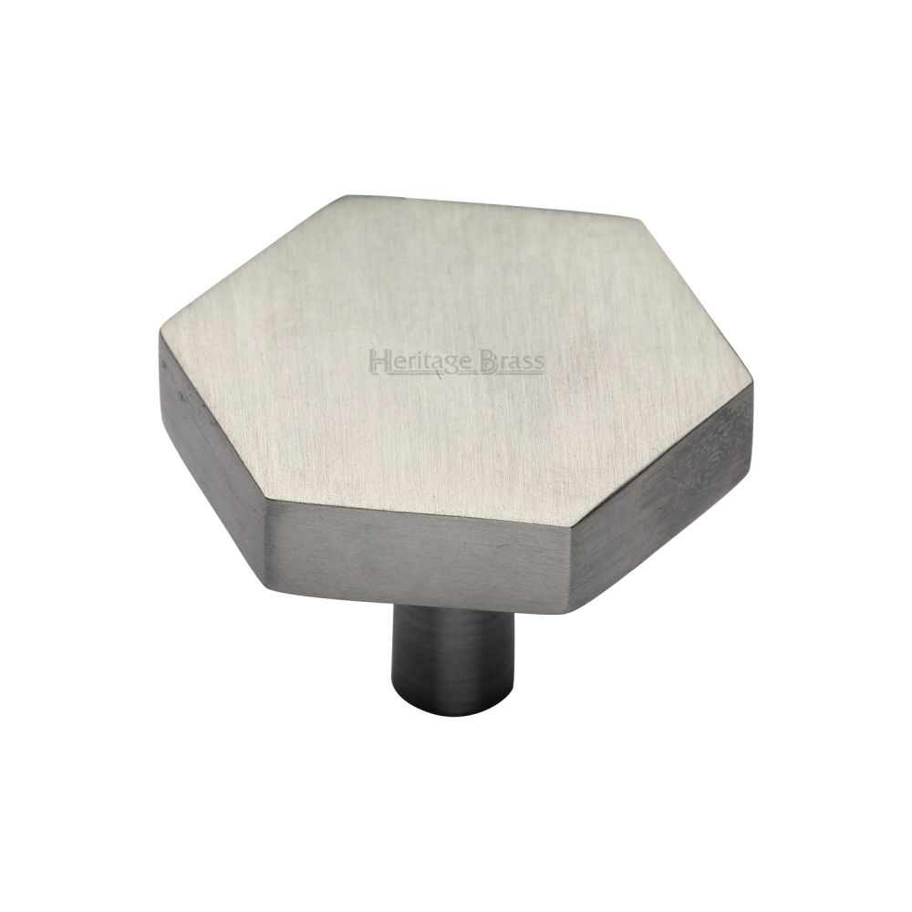 This is an image of a Heritage Brass - Cabinet Knob Hexagon Design 38mm Satin Nickel Finish, c4344-38-sn that is available to order from T.H Wiggans Ironmongery in Kendal.