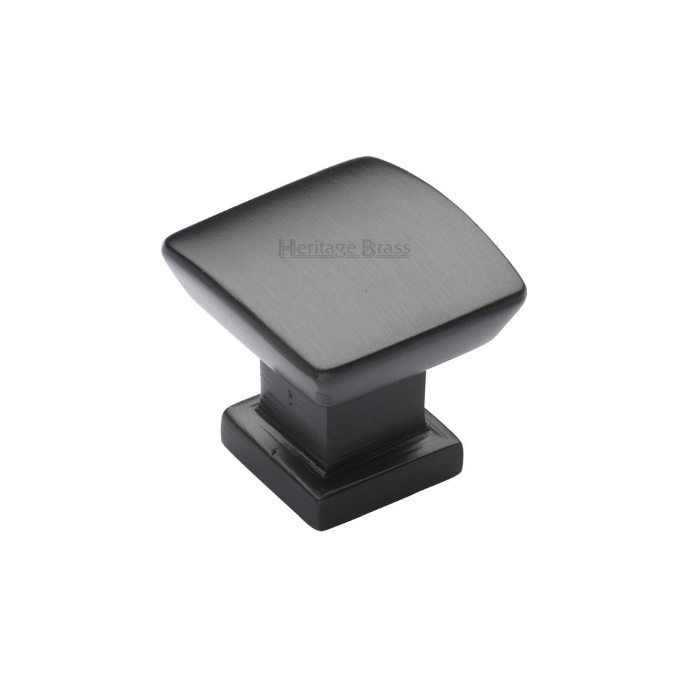 This is an image of a Heritage Brass - Cabinet Knob Plinth Square Design with base 25mm Matt Bronze Fi, c4382-25-mb that is available to order from T.H Wiggans Ironmongery in Kendal.