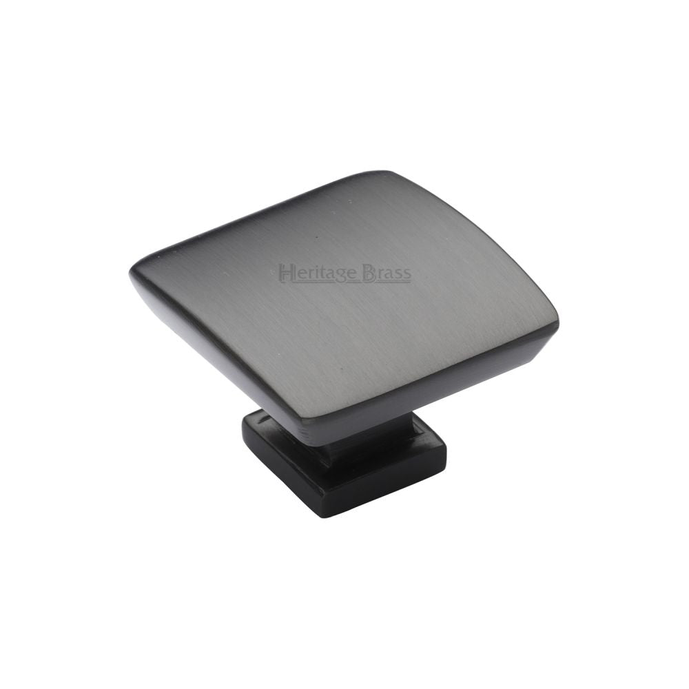 This is an image of a Heritage Brass - Cabinet Knob Plinth Square Design with base 35mm Matt Bronze Fi, c4382-35-mb that is available to order from T.H Wiggans Ironmongery in Kendal.