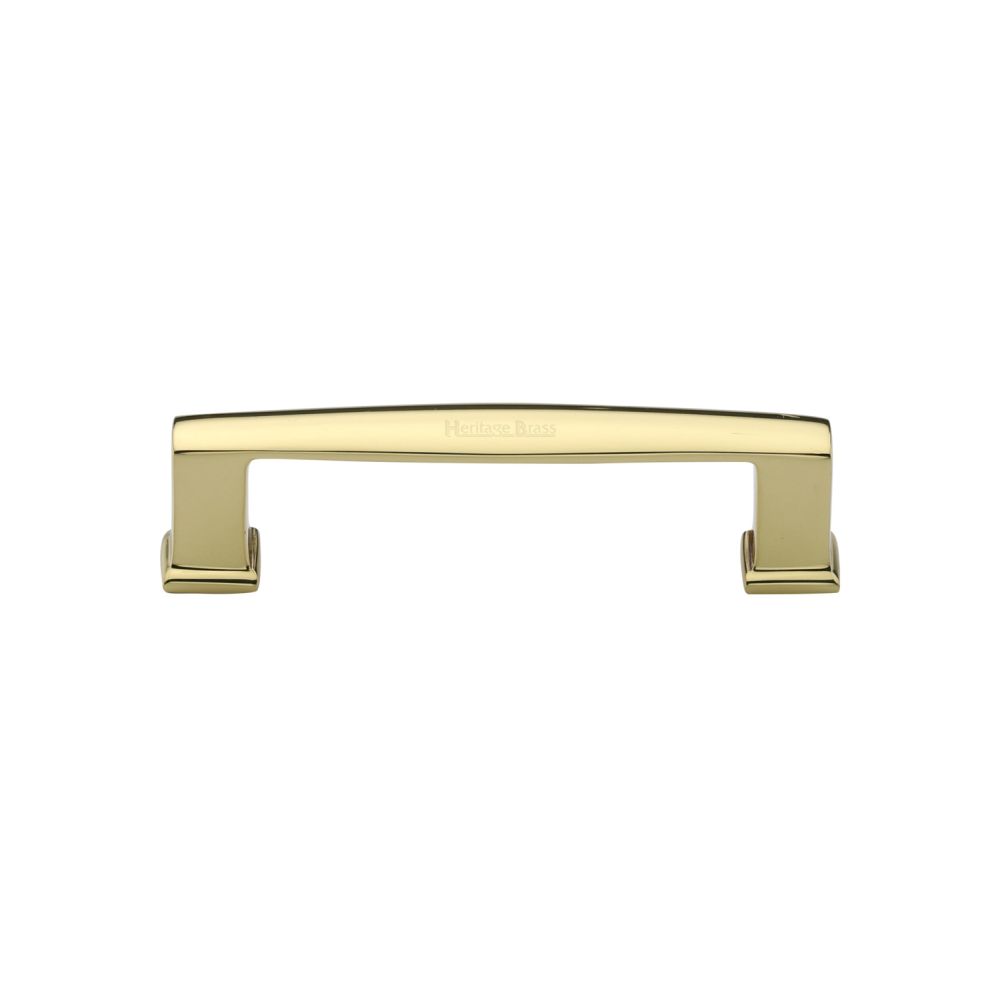 This is an image of a Heritage Brass - Cabinet Pull Vintage Design 102mm CTC Polished Brass Finish, c4384-102-pb that is available to order from T.H Wiggans Ironmongery in Kendal.