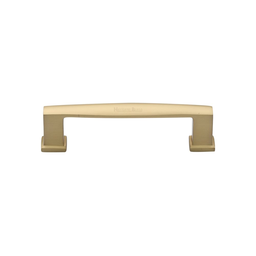 This is an image of a Heritage Brass - Cabinet Pull Vintage Design 102mm CTC Satin Brass Finish, c4384-102-sb that is available to order from T.H Wiggans Ironmongery in Kendal.