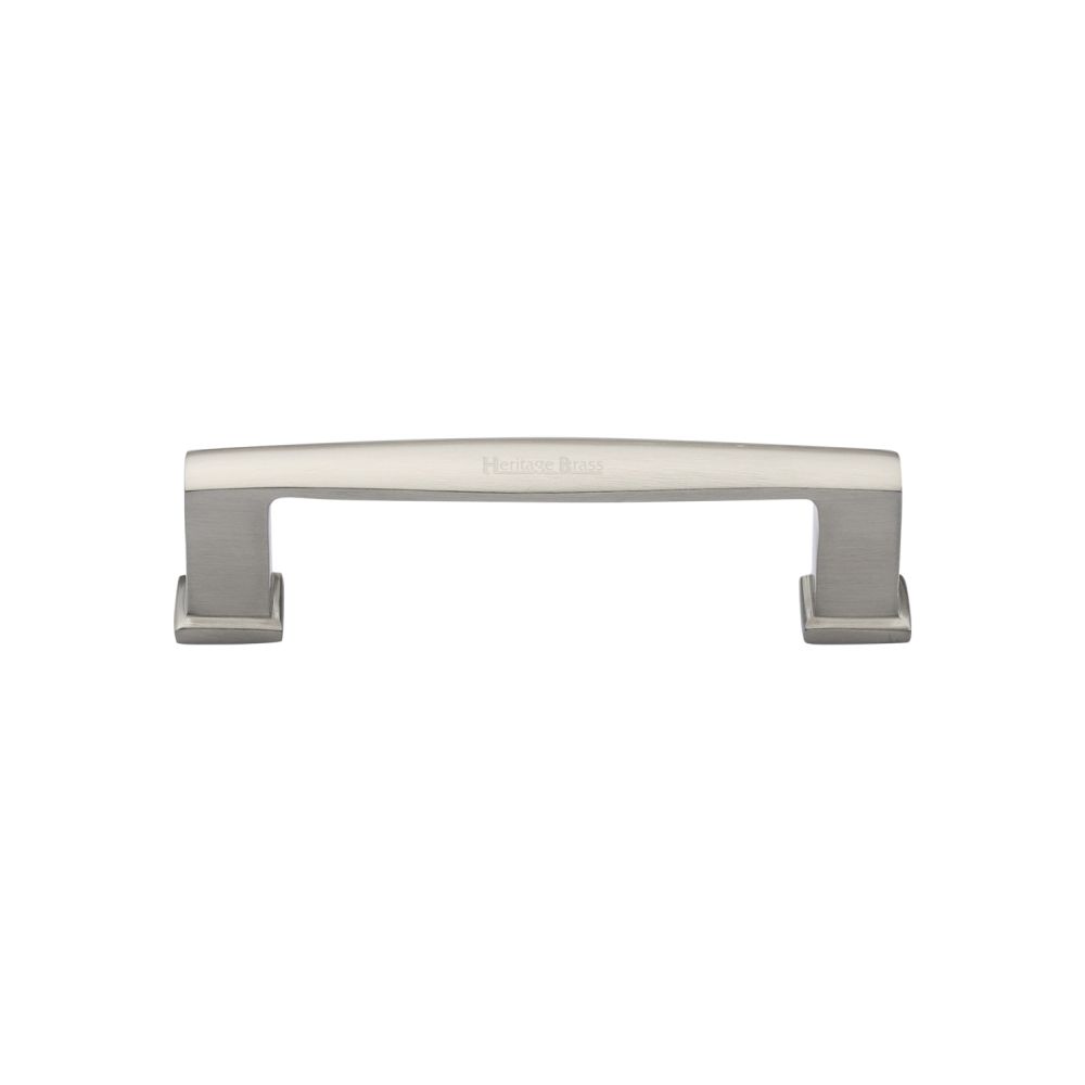 This is an image of a Heritage Brass - Cabinet Pull Vintage Design 102mm CTC Satin Nickel Finish, c4384-102-sn that is available to order from T.H Wiggans Ironmongery in Kendal.
