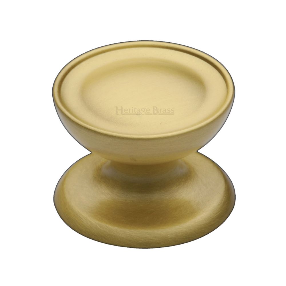 This is an image of a Heritage Brass - Cabinet Knob Surrey Design 38mm Satin Brass Finish, c4386-38-sb that is available to order from T.H Wiggans Ironmongery in Kendal.