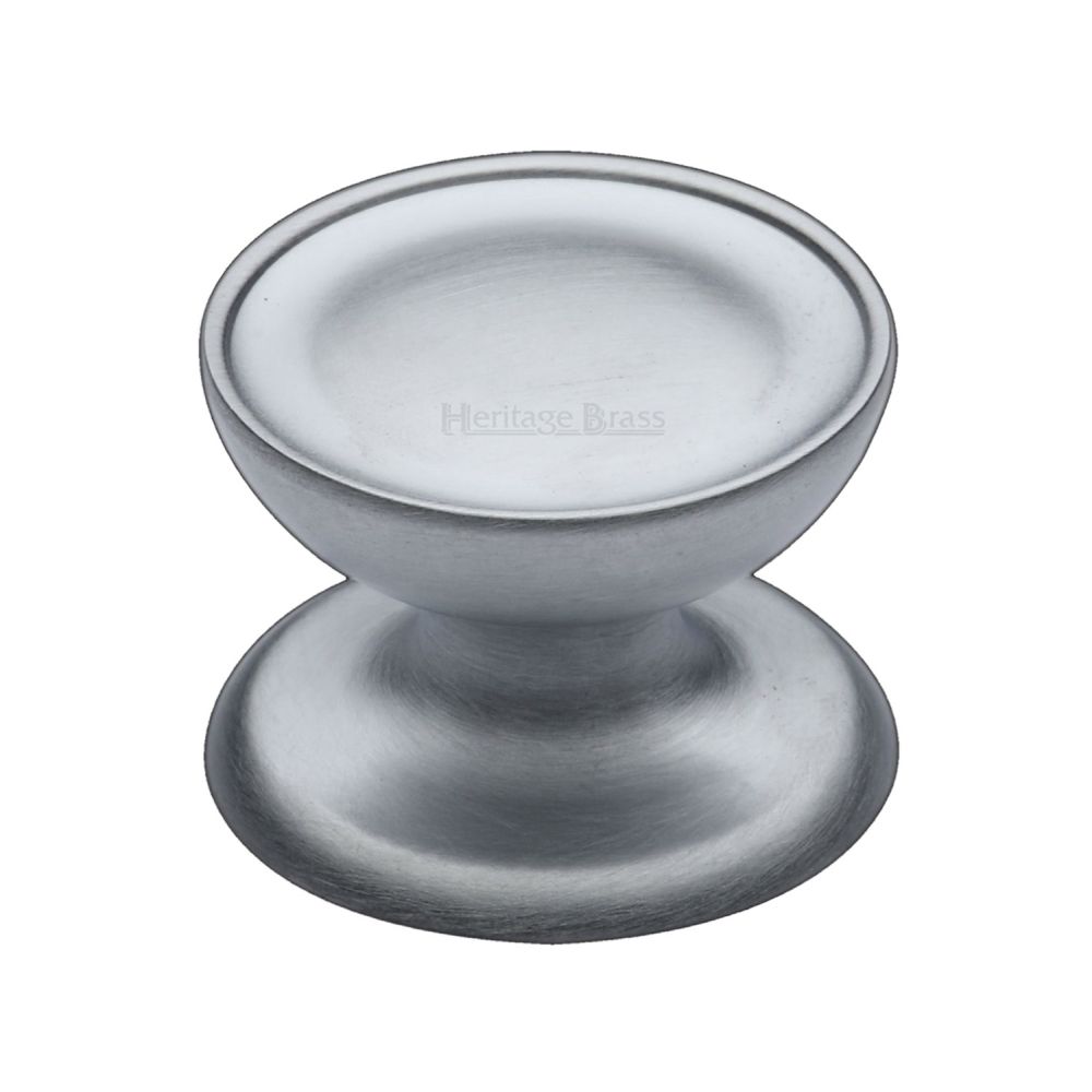 This is an image of a Heritage Brass - Cabinet Knob Surrey Design 38mm Satin Chrome Finish, c4386-38-sc that is available to order from T.H Wiggans Ironmongery in Kendal.